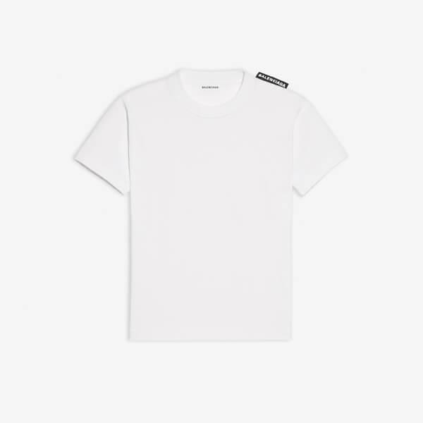 【BALENCIAGA】バレンシアガ パリ Tシャツ コピー オフホワイト ロゴタブ付き コットン20100809